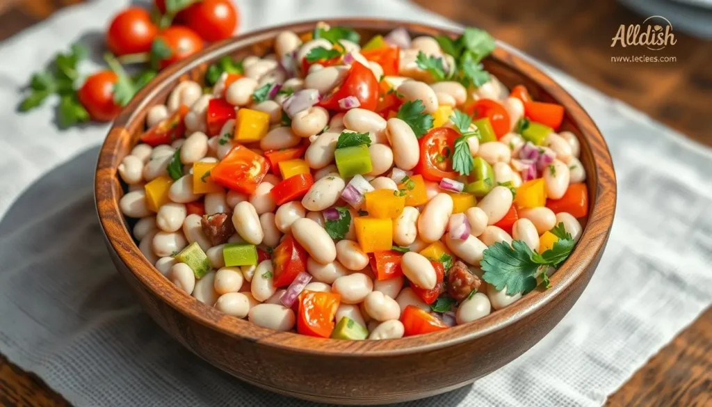 Rustic presentation of white beans in a kitchen setup with wooden spoons and fresh rosemary garnish.