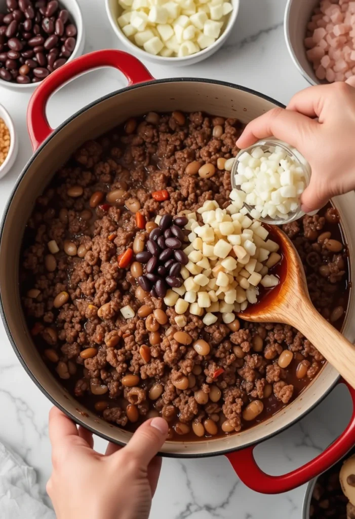 Preparing  Calico Beans recipe